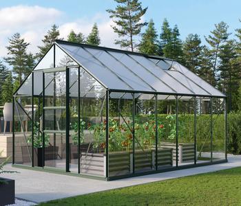 Vitavia Gewächshaus Neptun 9900, ESG/HKP, Dunkelgrün - Aluminium / Polycarbonat Sicherheitsglas