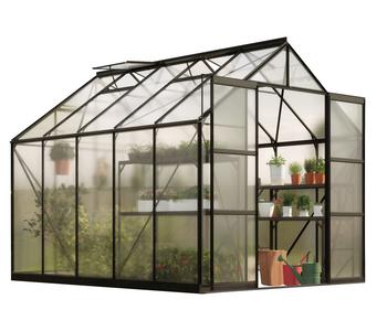 Vitavia Gewächshaus Phönix 8300 HKP, inkl. Stahlfundamentrahmen, ca. B257/H254/T324 cm, Schwarz - Aluminium / Polycarbonat