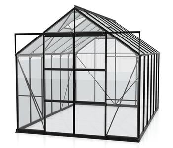 Vitavia Gewächshaus Phönix 9900 ESG/HKP, inkl. Fundament, ca. B257/H254/T386 cm, Schwarz - Aluminium, Polycarbonat, Sicherheitsglas