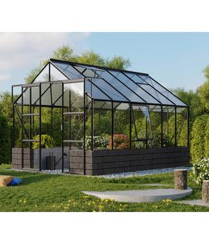 Vitavia Gewächshaus Cassiopeia 9900, ESG/HKP inkl. Sockel Anthrazit, Schwarz - Aluminium, Polycarbonat, Sicherheitsglas