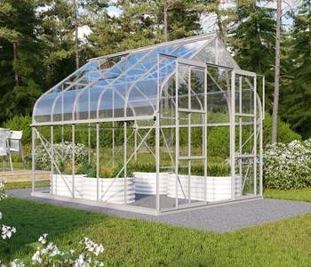 Vitavia Gewächshaus Saturn 8300 ESG, inkl. Fundament, Silber - Aluminium, Sicherheitsglas