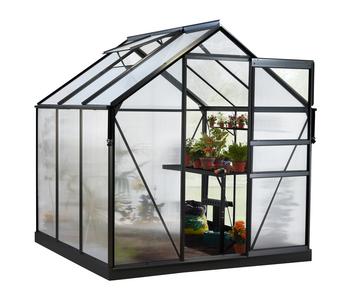 Vitavia Gewächshaus Pollux 3800 HKP inkl. Fundament, ca. B195/H203/T195 cm, Schwarz - Aluminium / Polycarbonat