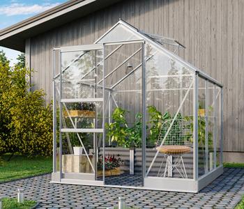 Vitavia Gewächshaus Pontos 3800, ESG, inkl. Fundament, Silber - Aluminium, Stahl, Sicherheitsglas