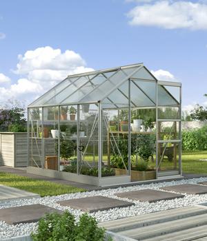 Vitavia Gewächshaus Pontos 5000, ESG/HKP, inkl. Fundament, Silber - Aluminium, Polycarbonat, Sicherheitsglas