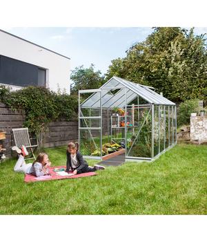 Vitavia Gewächshaus Pontos 6200, ESG/HKP, inkl. Fundament, Silber - Aluminium / Stahl Sicherheitsglas Polycarbonat