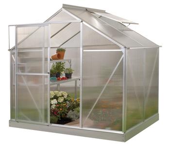 Vitavia Gewächshaus Pluto 3100 HKP, inkl. Fundament, ca. B198/H208/T155 cm, Silber - Aluminium, Polycarbonat