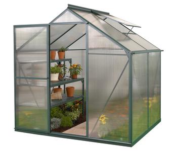 Vitavia Gewächshaus Pluto 3100 HKP, inkl. Fundament, ca. B198/H208/T155 cm, Dunkelgrün - Aluminium / Polycarbonat