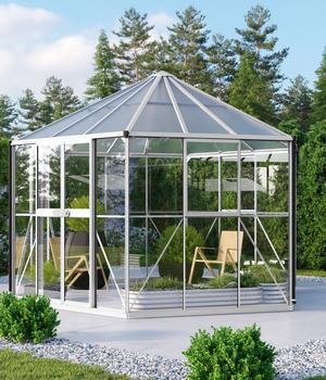 Vitavia Gewächshaus Luna 9000, inkl. Stahlfundamentrahmen, ca. B383/H283/T331 cm