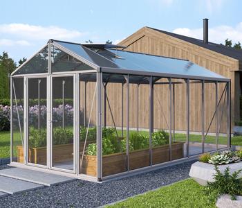 Vitavia Gewächshaus Poseidon 13800, ESG/HKP, Silber - Aluminium / Polycarbonat Sicherheitsglas