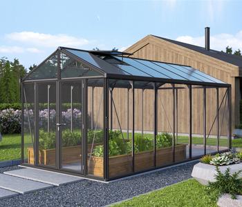 Vitavia Gewächshaus Poseidon 13800, ESG/HKP, Schwarz - Aluminium / Polycarbonat Sicherheitsglas