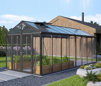 Vitavia Gewächshaus Poseidon 15700, ESG/HKP, Schwarz - Aluminium, Polycarbonat