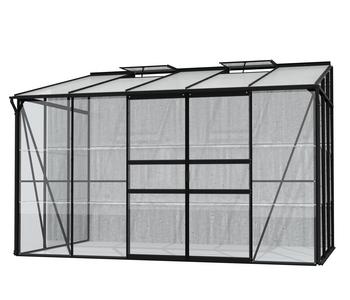 Vitavia Gewächshaus Iris 6500 ESG/HKP, ca. B324/H221/T201 cm, Schwarz - Aluminium, Sicherheitsglas, Polycarbonat