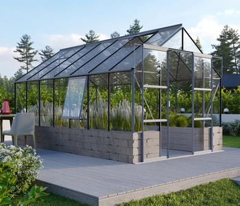 Vitavia Gewächshaus Cassiopeia 11500, ESG/NSG, Silber - Aluminium / Sicherheitsglas