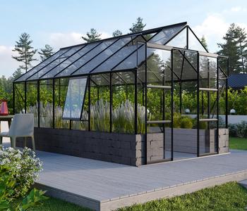 Vitavia Gewächshaus Cassiopeia 11500, ESG/NSG, Schwarz - Aluminium / Sicherheitsglas