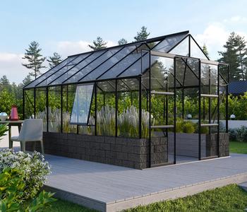 Vitavia Gewächshaus Cassiopeia 11500, ESG/NSG, inkl. Sockel Anthrazit, Schwarz - Aluminium, Sicherheitsglas