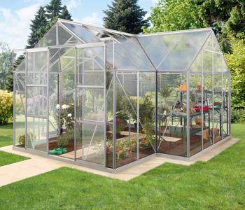 Vitavia Gewächshaus Sirius ESG, ca. B383/H254/T383 cm, Silber - Aluminium / Sicherheitsglas