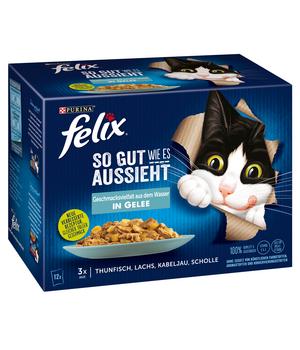 PURINA felix® Nassfutter für Katzen So gut wie es aussieht Geschmacksvielfalt aus dem Wasser