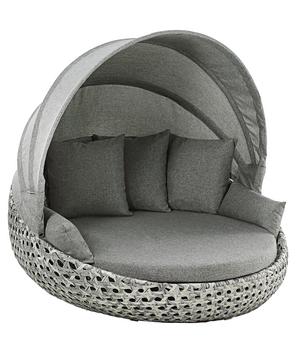 Dehner Sunlounger Miami, Weiß, Grau - Aluminium, Polyrattan, Textilene