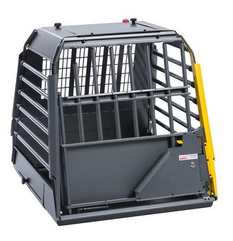 kleinmetall Hundetransportbox VarioCage Einzelbox SXS, ca. B55,5/H59/T73-99 cm, Dunkelgrau / Gelb - Stahl