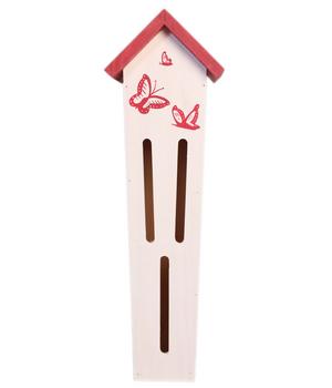 Dehner Natura Premium Schmetterlingshaus, ca. B13/H40/T10 cm, Rot / Weiß - Kiefernholz
