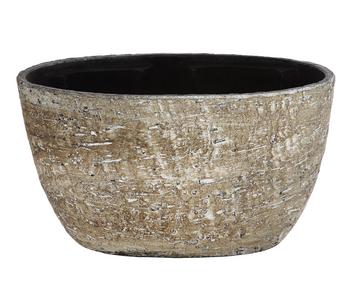 Dehner Keramik-Jardiniere Lana, oval, braun, ca. B30/H17/15 cm