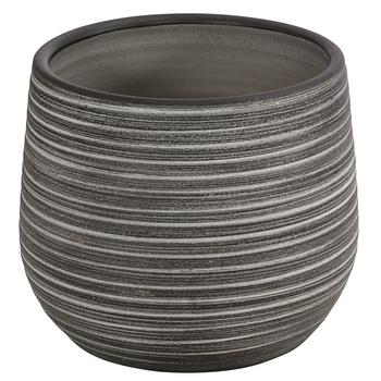 Dehner Keramik-Übertopf Klara, bauchig, dunkelgrau