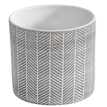 Dehner Keramik-Übertopf Paula, rund, grau/weiß