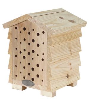 Dehner Natura Premium Insektenhotel Hostilia, ca. B19/H25/T19 cm, Hellbraun / Braun Silber - Kiefernholz Metall