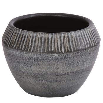 Dehner Keramik-Übertopf Blumentopf Hailey, bauchig, dunkelbraun, ca. Ø17 cm - Keramik