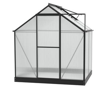 Vitavia Gewächshaus Pluto 3100 HKP, inkl. Fundament, ca. B198/H208/T155 cm, Schwarz - Aluminium, Polycarbonat