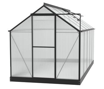 Vitavia Gewächshaus Pluto 7500 HKP, inkl. Stahlfundamentrahmen, ca. B198/H208/T377 cm, Schwarz - Aluminium / Polycarbonat