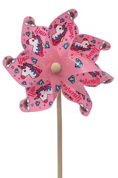 3 x Dehner Windrad Einhorn, Rosa / Bunt - Kunststoff Holz - Mindestbestellmenge: 3 Stk.