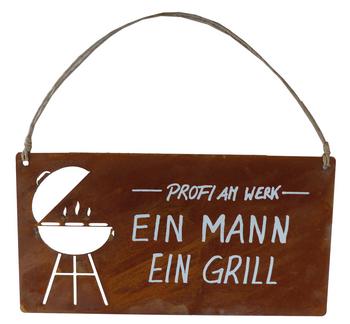 Badeko Metall-Tafel Ein Mann Ein Grill, B28/H30 cm