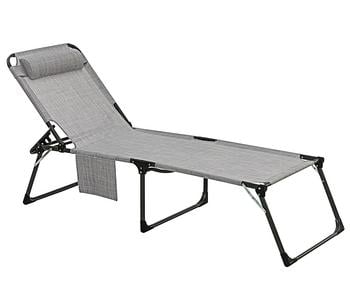 Dehner Gartenliege Mallorca, ca. B71/H112/T232 cm, Grau - Aluminium / Textilene Eisen