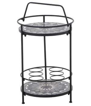 Siena Garden Mosaikbeistelltisch Como, ca. Ø41/H74 cm, Schwarz - Stahl / Keramik