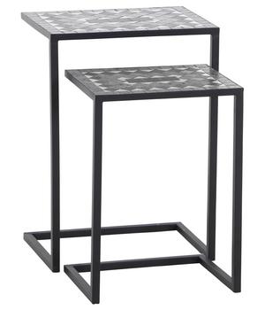 Siena Garden Mosaikbeistelltisch-Set Como, 2-teilig, Schwarz - Stahl / Keramik