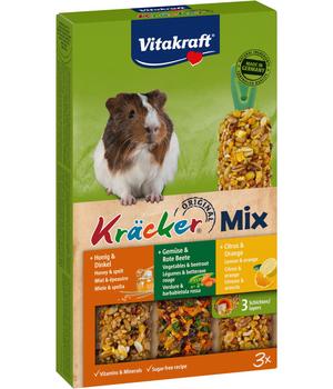 Vitakraft® Nagersnack Kräcker® Original Mix + Citrus/Gemüse/Honig für Meerschweinchen, 3er Pack