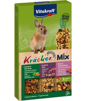 Vitakraft® Nagersnack Kräcker® Original Mix + Gemüse/Nuss/Waldbeere für Zwergkaninchen, 3er Pack