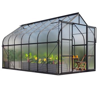 Vitavia Gewächshaus Saturn 11500 HKP, inkl. Stahlfundamentrahmen, ca. B264/H255/T445 cm, Schwarz - Aluminium / Polycarbonat