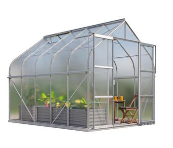 Vitavia Gewächshaus Saturn 8300 HKP, inkl. Stahlfundamentrahmen, ca. B264/H255/T321 cm, Silber - Aluminium / Polycarbonat