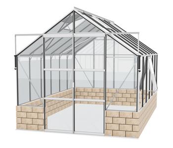 Vitavia Gewächshaus Cassiopeia 9900 ESG, inkl. Sockel Sand, ca. B257/H249/T385 cm, Silber - Aluminium / Sicherheitsglas