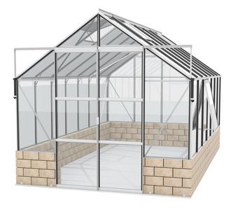Vitavia Gewächshaus Cassiopeia 11500 ESG, inkl. Sockel Sand, ca. B257/H249/T448 cm, Silber - Aluminium, Sicherheitsglas