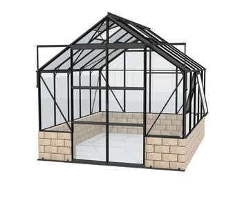 Vitavia Gewächshaus Cassiopeia 8300 ESG, inkl. Sockel Sand, ca. B257/H249/T323 cm, Schwarz - Aluminium / Sicherheitsglas