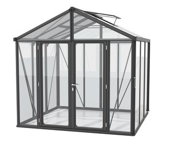 Vitavia Gewächshaus Poseidon 6200 ESG/HKP, ca. B258/H250/T242 cm, Schwarz - Aluminium, Polycarbonat, Sicherheitsglas