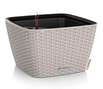 LECHUZA Kunststoff-Topf Bacino Cottage inkl. Pflanzeinsatz, konisch, ca. B31/H19,5/T31 cm, Hellbraun - Kunststoff