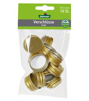 Dehner Schraubverschlüsse für Flaschen, gold, 10er-Set
