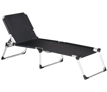 Siena Garden Dreibeinliege XXL, ca. B69,5/H86/T209 cm, Schwarz - Aluminium / Textilien