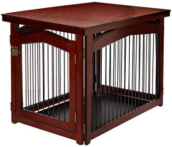 dobar petlife Design-Hundekäfig, braun, ca. B59/H82,5/T57 cm, Braun / Schwarz - Kiefernholz Metall