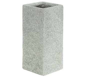 Dehner Kunststein-Pflanzvase Rock, quadratisch, grau, Hellgrau - Leichtbeton