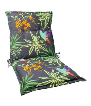 2 x Dehner Niederlehnerauflage Sicilia, ca. B50/H6/T102 cm, Dunkelgrau / Bunt - Baumwolle Polyester Viskose - Mindestbestellmenge: 2 Stk.